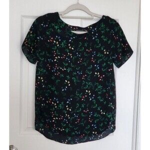 Banana Republic Black Floral Blouse Size XS P